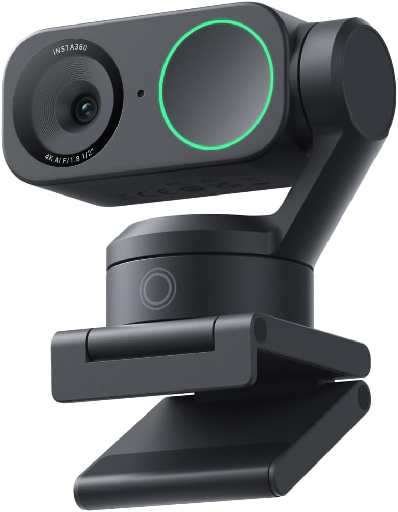 Insta360 Link 2 - PTZ 4K Webcam for PC/Mac, 1/2' Sensor, AI Tracking, HDR, AI Noise-Canceling Mic, Gesture Control for Streaming, Video Calls, Gaming, Works with Zoom, Teams, Twitch & More