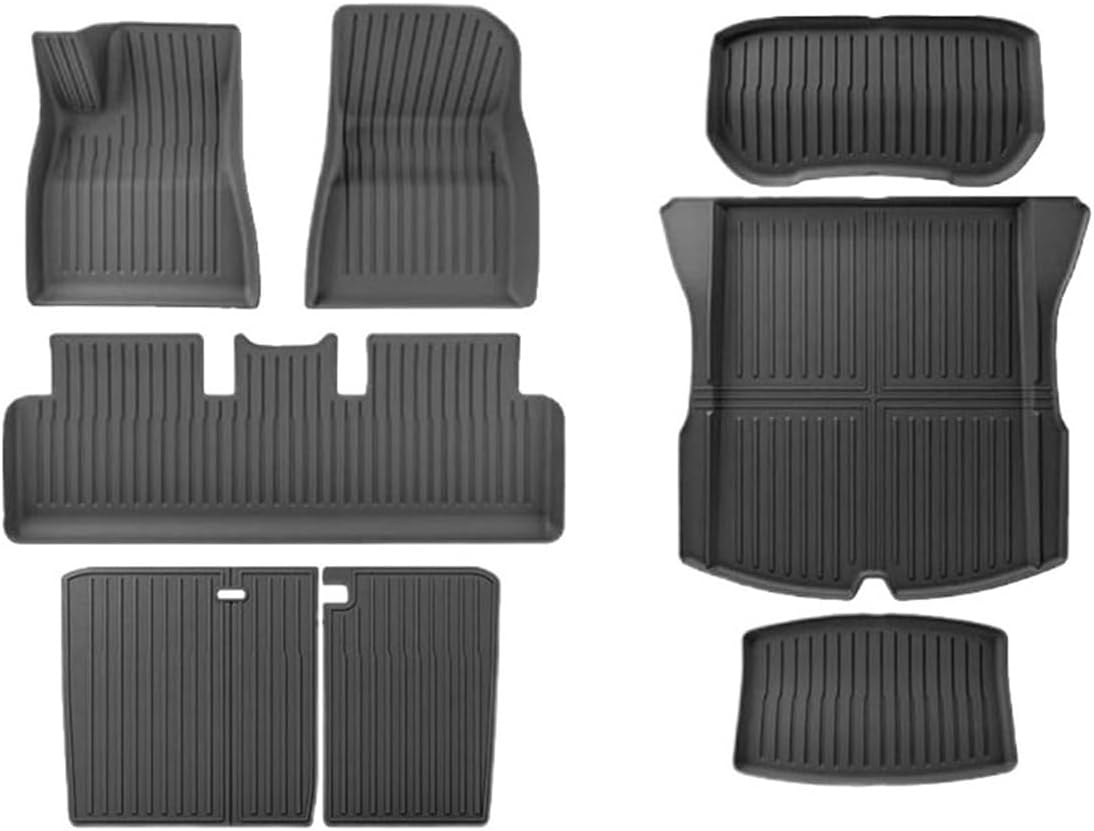Compatible with Tesla Model 3 Highland 2024 2023 TPE Floor Mats All Weather Waterproof Anti-Slip Front Rear Cargo Liner Trunk Mat(Yellow)