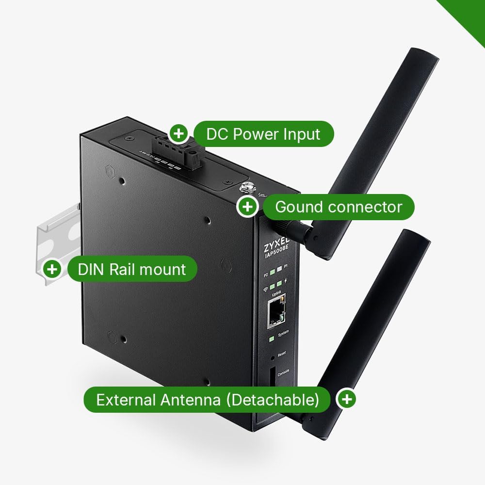 Zyxel WiFi 7 BE5000 Wireless Access Point | Industrial Robust Product Design | 4-Stream Dual-Radio | Flexible Installation | Nebula App, Cloud, Controller, or Standalone | TAA Compliant [IAP500BE]