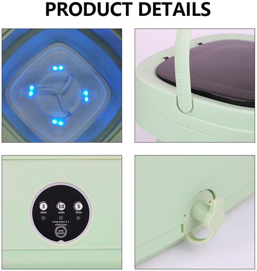 11L Mini Portable Folding Washing Machine, Large Capacity Foldable Washer, Mini Washer with Drain Basket Deep Cleaning of Underwear, Baby Clothes Suitable for Apartments, Dormitories, Hotels(Green)