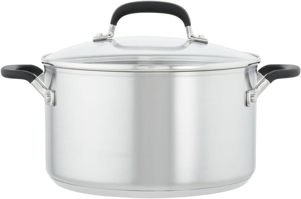 KitchenAid Stainless Steel Cookware Induction Pots and Pans Set, 10-Piece, Brushed Stainless Steel