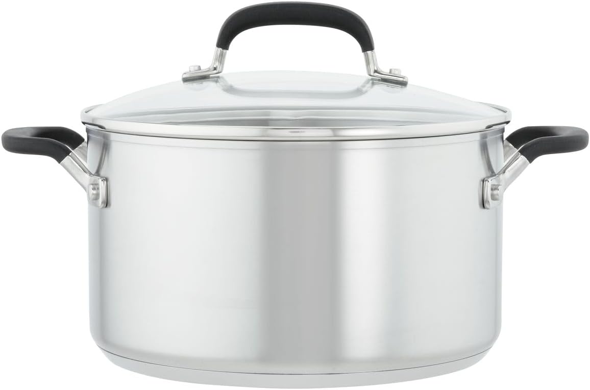 KitchenAid Stainless Steel Cookware Induction Pots and Pans Set, 10-Piece, Brushed Stainless Steel