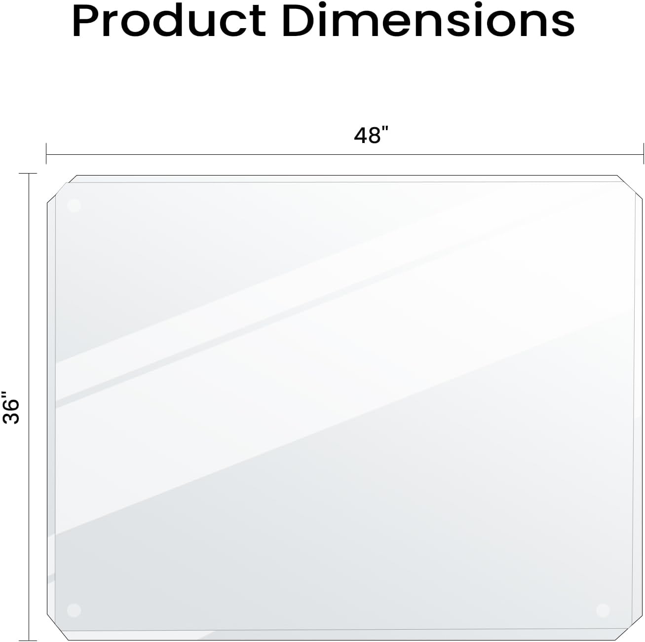 Tempered Glass Chair Mat with Patented Beveled Edge, 36'x46' 1/5' Thick Office Floor Mat for Carpet & Hardwood, w/ 12 Anti-Slip Pads