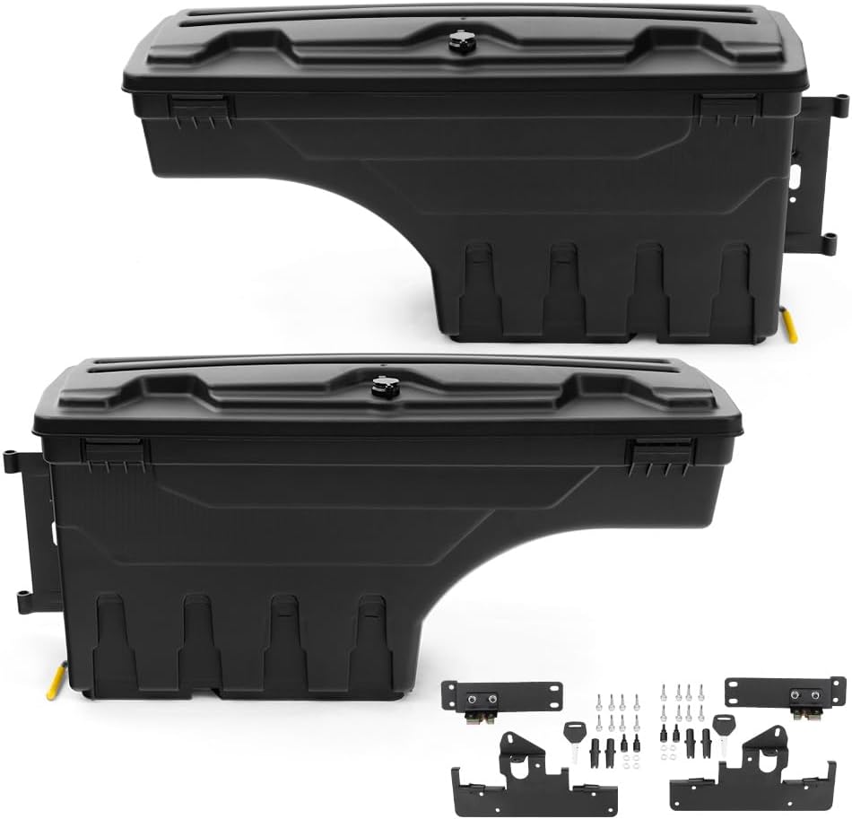 PIT66 Truck Bed Storage Box Compatible with Toyota Tacoma 2005-2020 Crew Cab/Extended Cab,Fit Toyota Tacoma 2005-2014 Standard Cab Lockable Tool Box Driver and Passenger Side