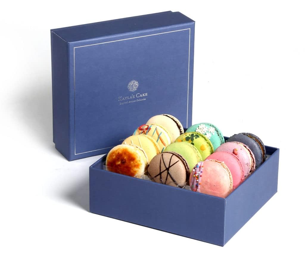 Kayla's Cake Premium French Macarons Cookies Gift Basket Gourmet Chocolate Box Desserts Birthday Snack Care Packages College Student Thank You Macaroon Mom Women her Men Signature 12 Count (Pack of 8)