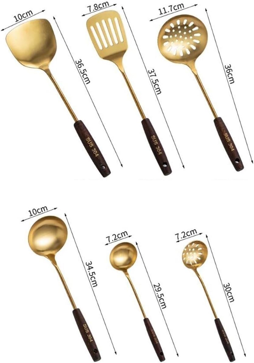 Cookware Dining Gadgets Spoons for Cooking Spatulas 304 Stainless Steel Cooking Utensils Spatulas Spoons Kitchen Tools 6 Pieces Sets
