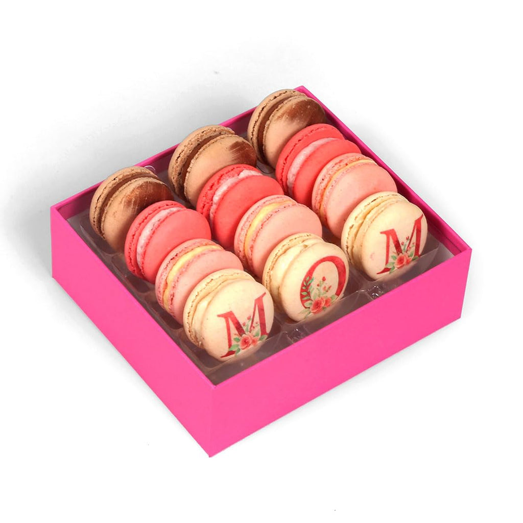 French Macarons Gourmet Cookies Chocolate Gift Basket Snack Care Package Desserts Food European Corporate Birthday Cake Assortments for College Student (12 Count Mother's Day Special)