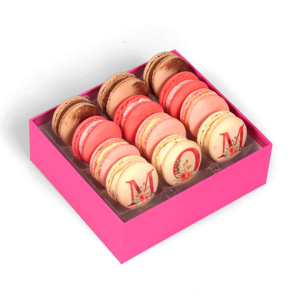 French Macarons Gourmet Cookies Chocolate Gift Basket Snack Care Package Desserts Food European Corporate Birthday Cake Assortments for College Student (12 Count Mother's Day Special)