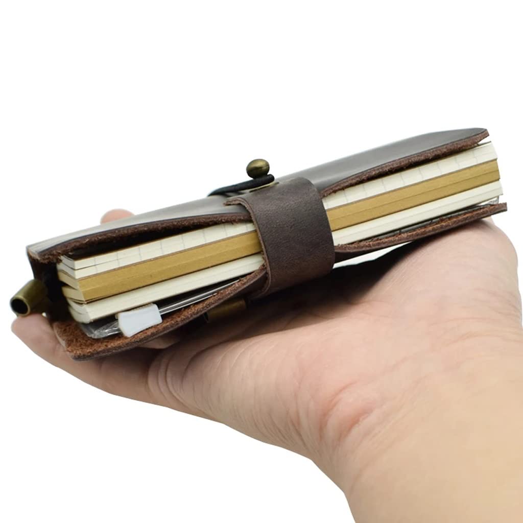 YMGSCC Mini Handmade Notebook Leather Case Small Travel Pocket Book