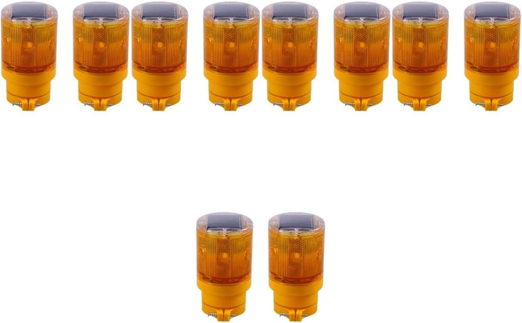 ULTECHNOVO 10pcs Solar Led Light Flashing Traffic Beacon for Road Construction Emergency Strobe Lamp Safety Device Orange