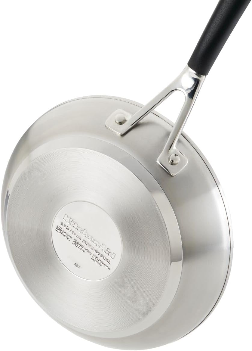 KitchenAid Stainless Steel Cookware Induction Pots and Pans Set, 10-Piece, Brushed Stainless Steel