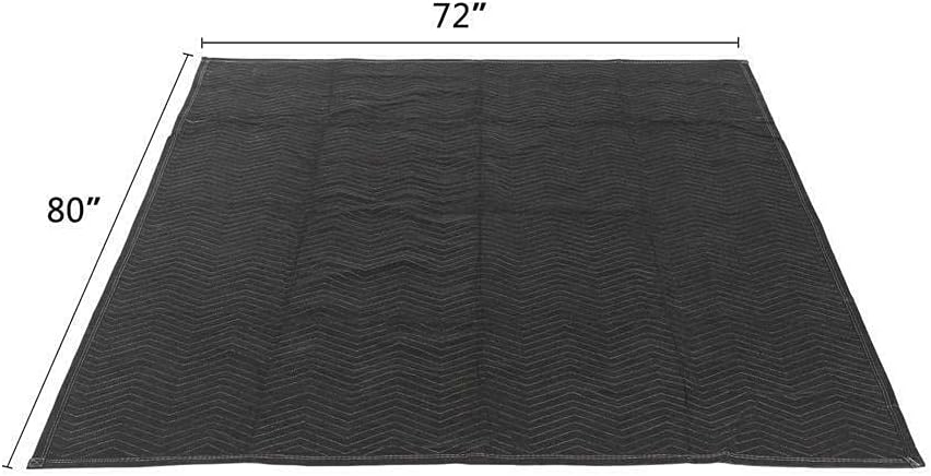 12 Moving & Packing Blankets 80' x 72' (55 lb/dz Weight) - Quilted Shipping Furniture Pads (Black)