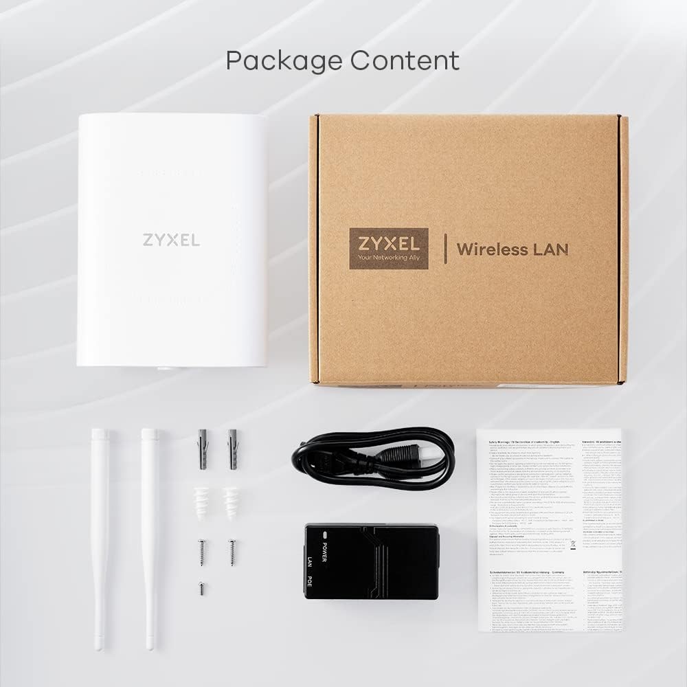 Zyxel WiFi 6 AX1800 Wireless Gigabit Outdoor Access Point | IP55 Rated | Mesh, Seamless Roaming & MU-MIMO | WPA3-PSK Security | Cloud, App or Direct Management | PoE+ Injector Included | NWA55AXE