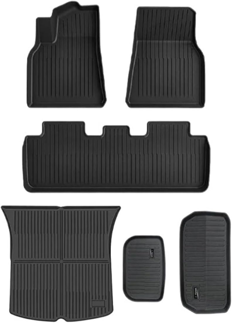 Compatible for Tesla Model Y 3 2021 to 2023 LHD All TPE Floor Mats Trunk Mat Cargo Liner Left Rudder Foot Pads Car Accessories(1PCS Single Sided Aluminum)