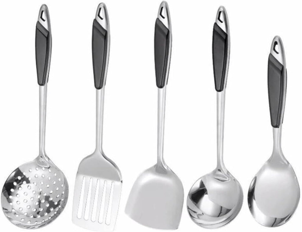 Kitchen Utensils Set, Cookware Dining Gadgets Spoons for Cooking Spatulas Stainless Steel Cooking Utensils Spatulas Spoons Kitchen Tools 5 Pieces Sets
