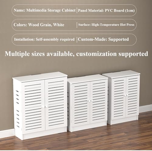 WiFi Router Storage Cabinet - Floor Standing Media Organizer Box for Wireless Routers, Modems & Accessories, Stylish Home Decor, Space-Saving Design