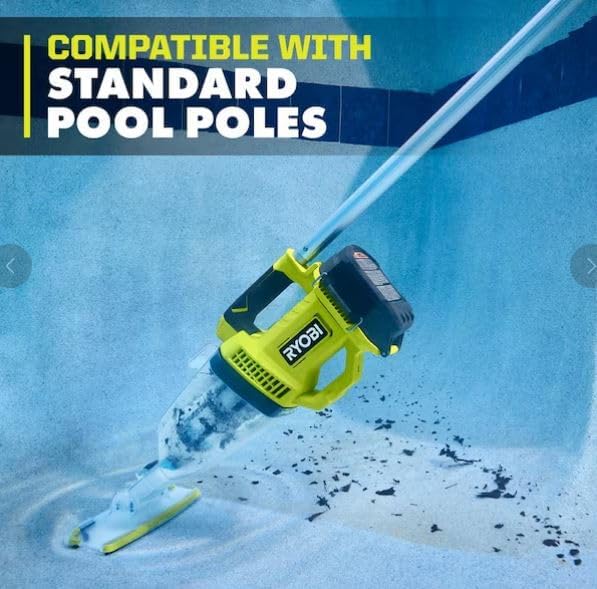 RYOBI ONE+ 18V Handheld Cordless Pool Vacuum Cleaner (Tool Only) with Floor Head (Renewed)