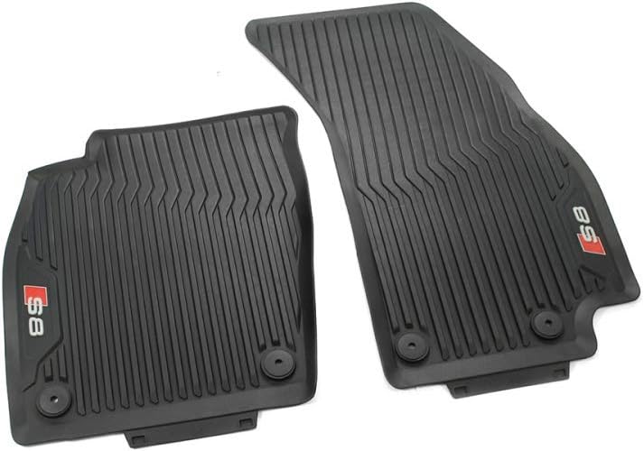 Audi 4N1061221A041 Rubber Car Mats Floor Mats Front 2 x Rubber All Weather Mats Black with S8 Lettering