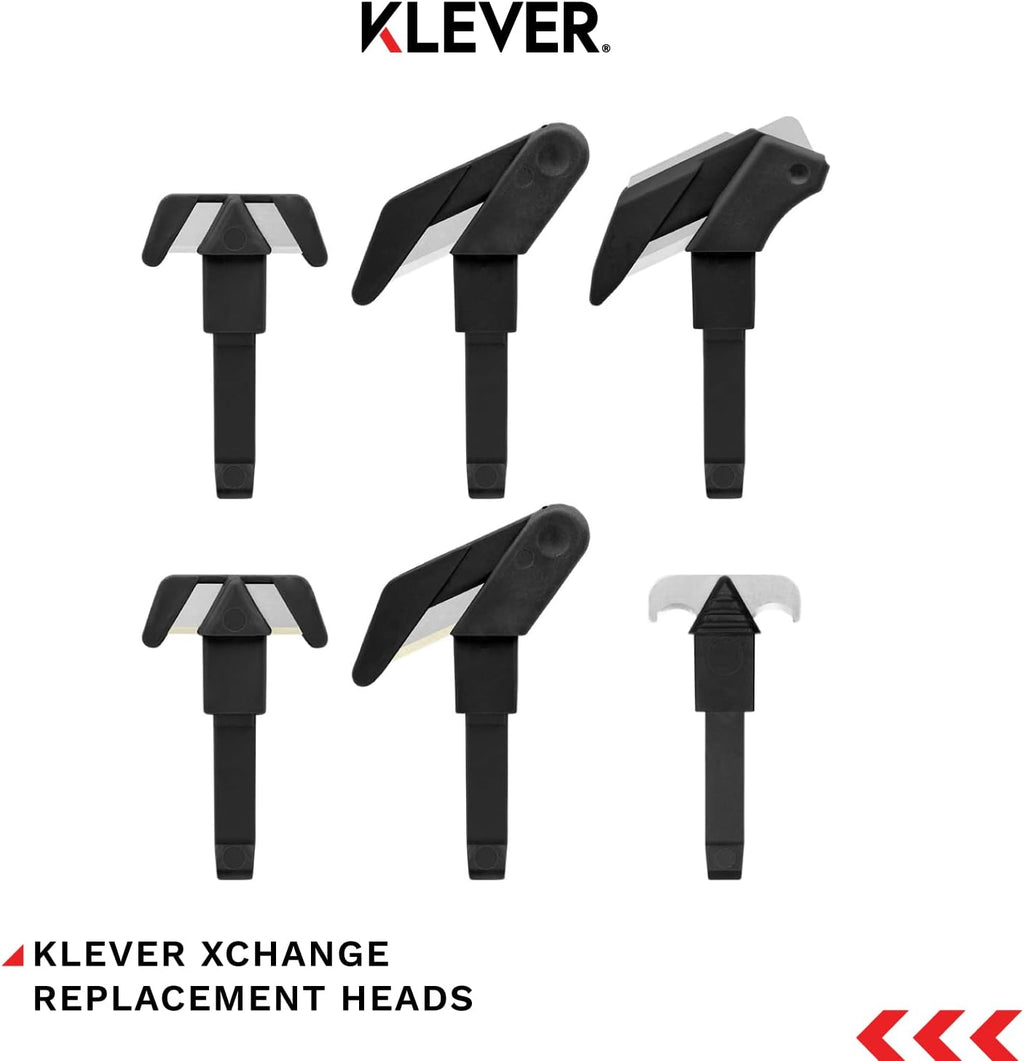 Klever X-Change Box Cutter, Klever Kutter Package Opener Narrow Cut Head, Carbon Steel Blade Utility Knife, Cuts Boxes, Film, Tape and More, Yellow, 10 Pack (KCJ-XC-20Y)