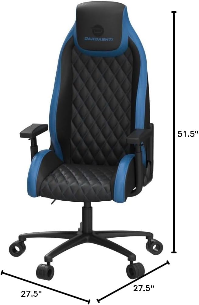 Atlantic Dardashti Gaming/Executive Chair, Molded Cold-Cure Foam, ANSI/BIFMA X5.1 Tested, Class-4 Heavy-Duty Gas Piston, 350 lbs. Weight Load, 8-Way Arm Rests, PN 78050355 – Black & Cobalt Blue