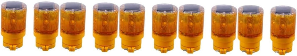 Zerodeko 10pcs Solar Light Strobe Beacon Lamp for Traffic Safety Road Construction and Emergency Use Orange