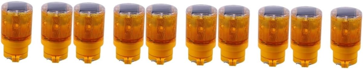 Zerodeko 10pcs Solar Light Strobe Beacon Lamp for Traffic Safety Road Construction and Emergency Use Orange