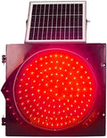 Solar Traffic Signals Signs Lights, Red/Yellow Flashing Light, LED Warning Light with Solar Panel, Outdoor Waterproof Road Safety Emergency Lamp, for Intersections, Curves, Bridges(Red,400mm/16in)