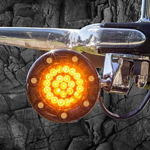 Eagle Lights 2 Inch Infinity Beam Front and Rear LED Turn Signal Kit w/Running LED Light Ring Covers for Harley Davidson Motorcycles - Black / 1157 Front / 1156 Rear