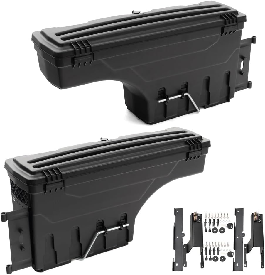PIT66 Lockable Truck Bed Storage Box Toolbox, Compatible with Ford F250 F350 Super Duty 2017-2023, Left Driver + Right Passenger Sides Tool Box Drawer Set