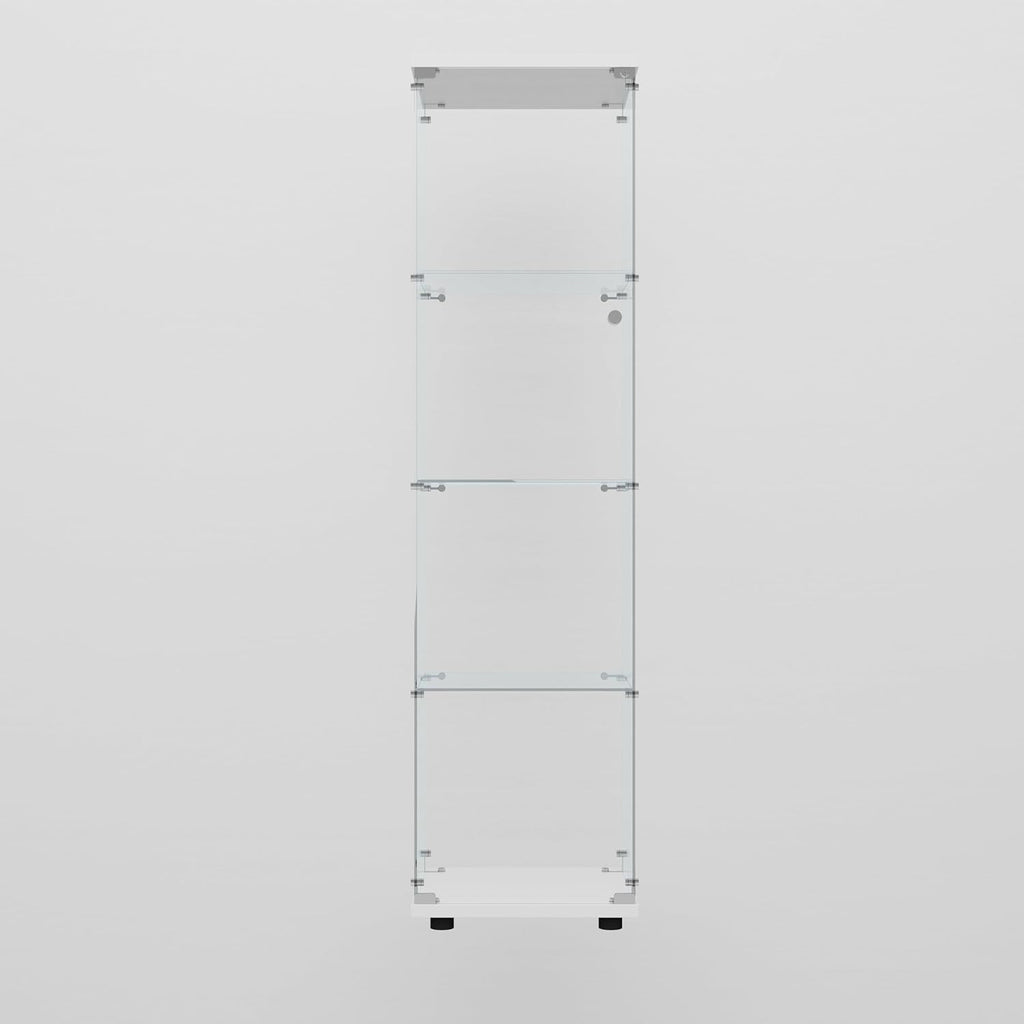 64.69' Tall Tempered Glass Display Cabinet with LED Lights, Curio Cabinet with 4 Shelves with 1 Door, Quick-Install Style Floor Standing Bookshelf File Cabinet for Living Room Office