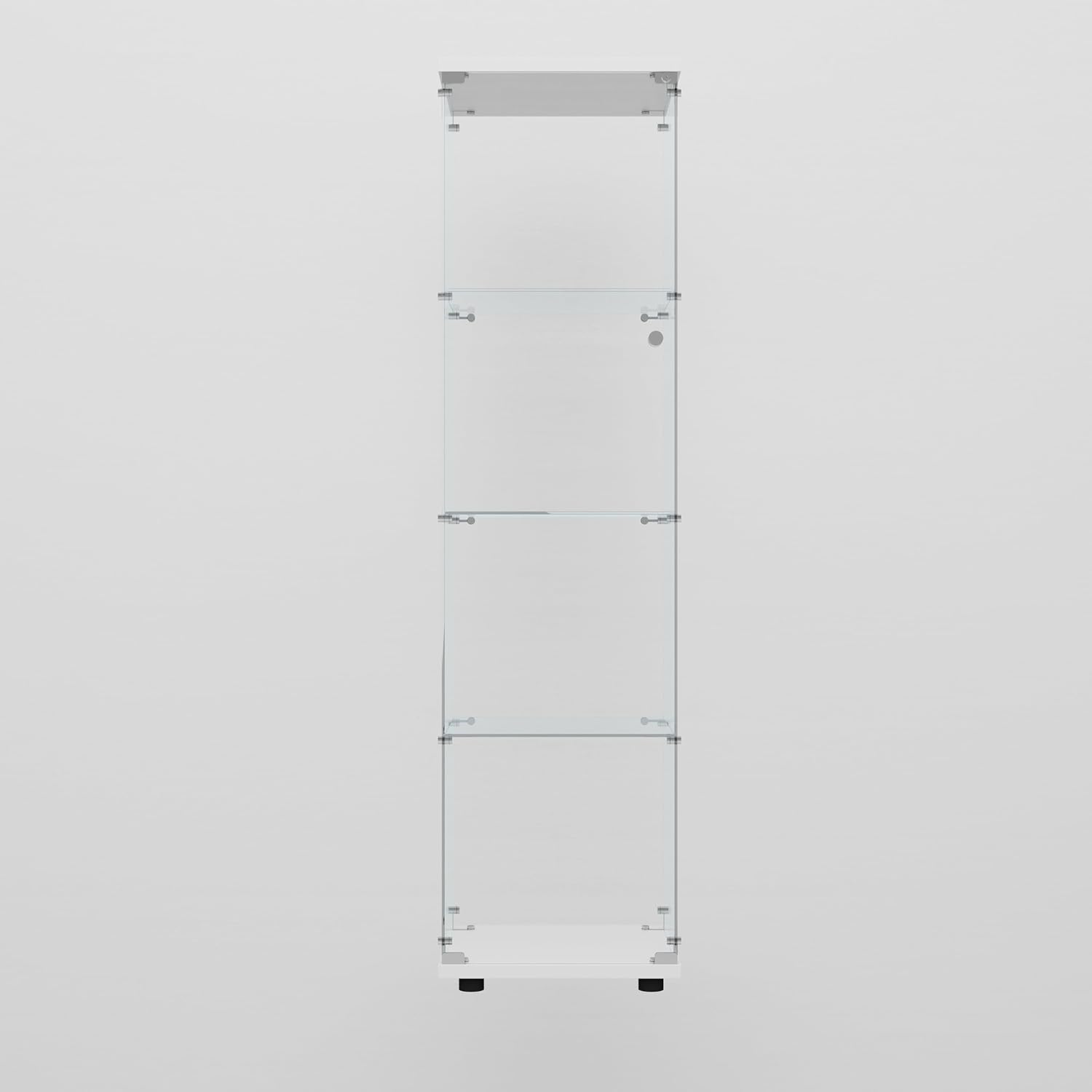 64.69' Tall Tempered Glass Display Cabinet with LED Lights, Curio Cabinet with 4 Shelves with 1 Door, Quick-Install Style Floor Standing Bookshelf File Cabinet for Living Room Office