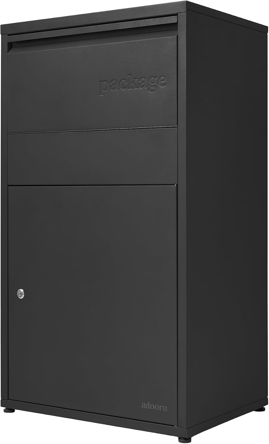 Adoorn Package Delivery Boxes for Outside - Large Anti-Theft Secure Package Box - Free Standing Parcel Drop Box - Weatherproof Construction - Durable Steel - 36' H x 20.5' W x 15' D - Black