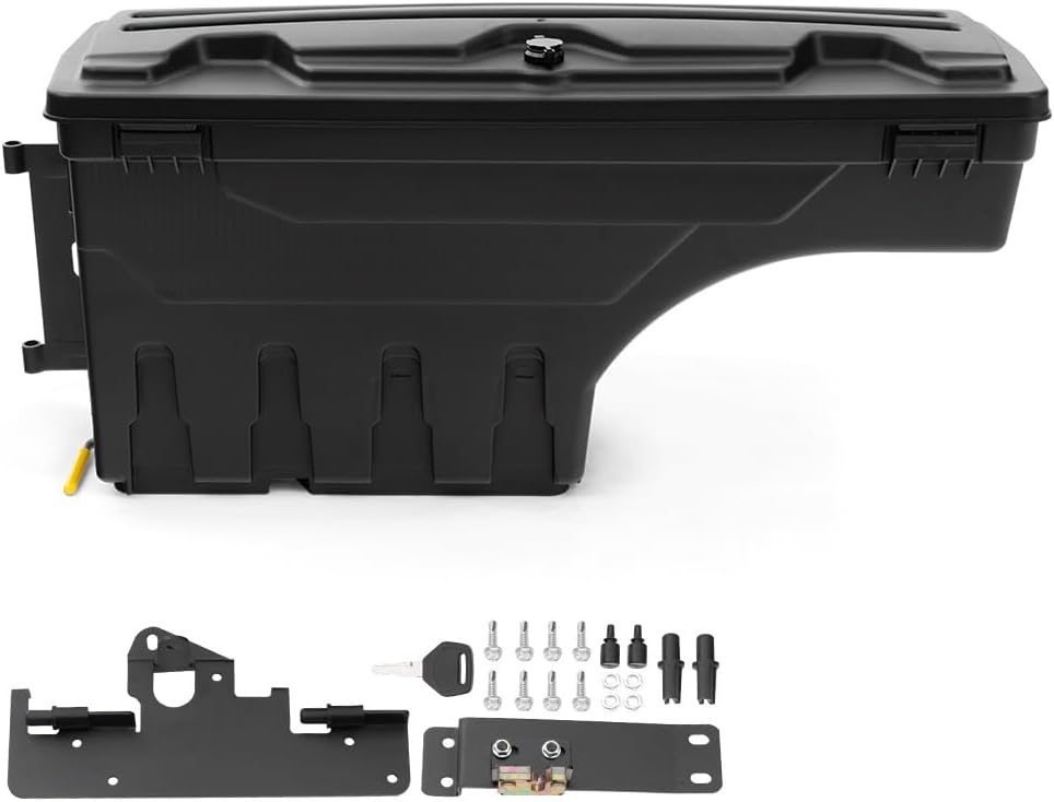 PIT66 Lockable Truck Bed Toolbox Compatible With Toyota Tacoma 2005-2021 Left Driver Side Truck Bed Storage Box Tool Box Drawer