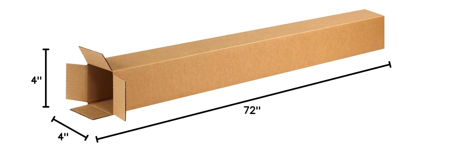 BOX USA 4x4x72 Tall Corrugated Boxes, Tall, 4L x 4W x 72H, Pack of 15 | Shipping, Packaging, Moving, Storage Box for Home or Business, Strong Wholesale Bulk Boxes