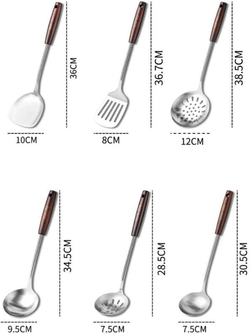 Kitchen Utensils Set, Kitchen Tools Cookware Dining Gadgets Spoons for Cooking Spatulas Stainless Steel Cooking Utensils Spatulas Spoons 6 Pieces Sets
