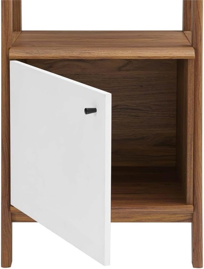 Modway Bixby Bookshelf Display Case, 21 Inch, Walnut White