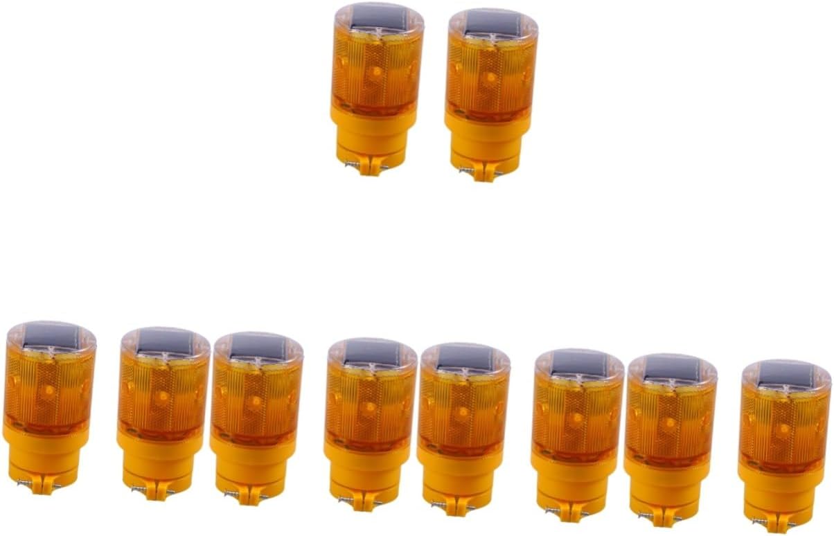 Unomor 10pcs Solar Strobe Light for Traffic Safety Cordless Emergency Road Construction Beacon for Outdoor Use