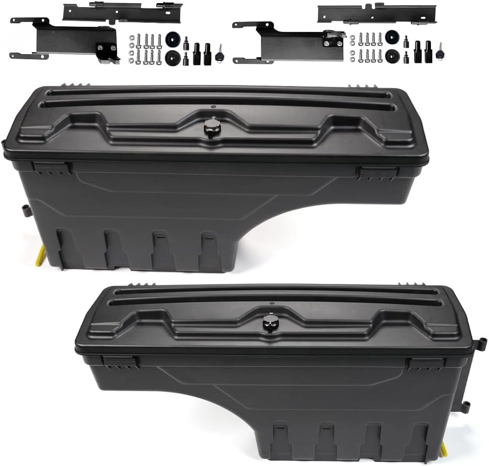 G-PLUS Lockable Storage Boxes Case Truck Bed Tool Box Driver & Passenger Side Pair Compatible with Ford F150 2015-2020 Black