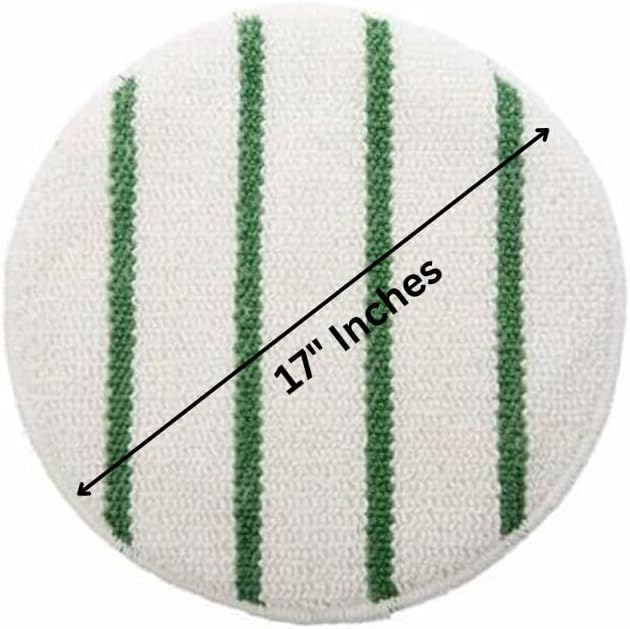 Quality Chemical Low-Profile Carpet Bonnet with Green Scrubber Strips - Perfect for Hardwood, Area Rugs, and Thick Carpet - and Rotary Floor Brushes & Pad Drivers - 17' (Pack of 6)