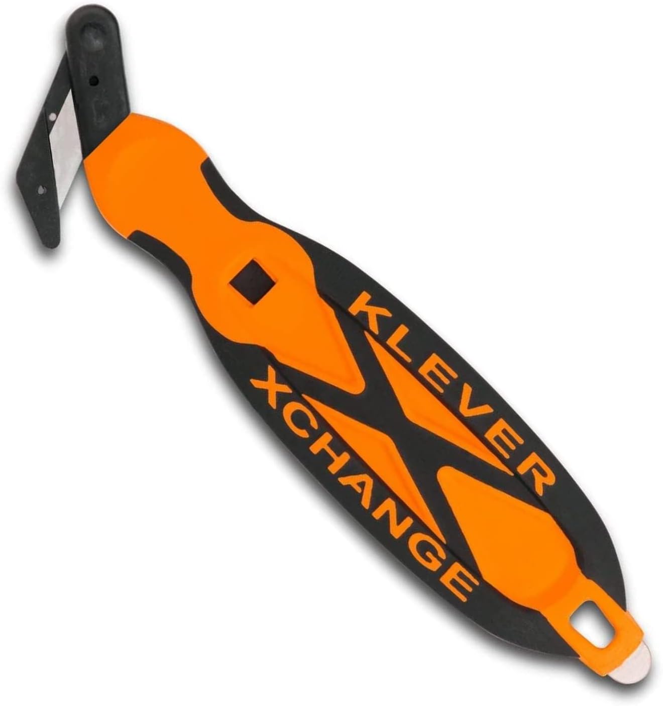 Klever XChange Box Cutter, Klever Kutter Package Opener Wide Cut Head, Ergonomic Soft Touch Handle Utility Knife, Cuts Thicker Substrates, Boxes, Film, Tape and More, Orange, 10 Pack (KCJ-XC-30G)