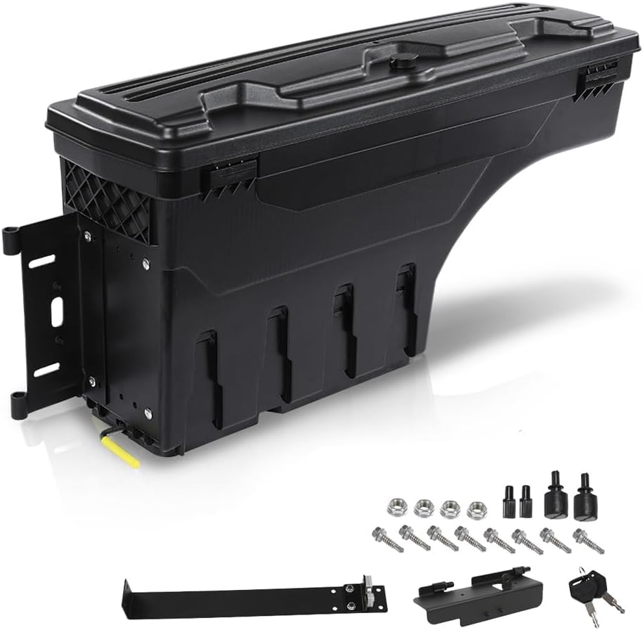 G-PLUS Truck Bed Storage Box Tooling Box Case Left Driver Side Compatible with Ford F150 1997 1998 1999 2000 2001 2002 2003 2004 2005 2006 2007 2008 2009 2010 2011 2012 2013 2014 Black