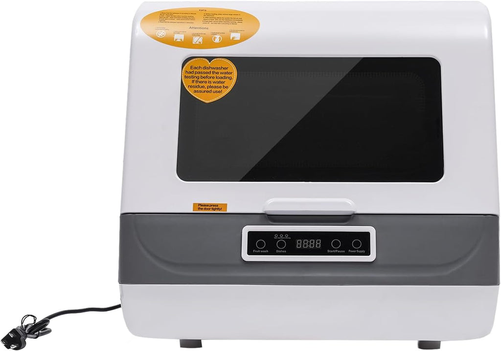 800W Portable Countertop Dishwasher for 4-6 Sets Tableware, No Installation Needed, Mini Dish Washing Machine with 8L Water Consumption,Compact White Dishwasher,IPX1,0.02-1.00Mpa