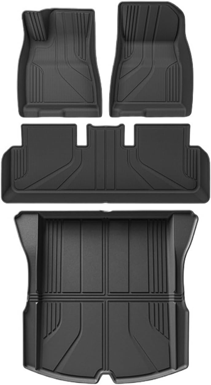 1.5X Raised Edges Upgraded TPE Floor Mats Compatible with Tesla Model 3 Highland 2024 Full Edge Wrapping Waterproof Cargo Liner Trunk Mats(4PCS Floor Mats)