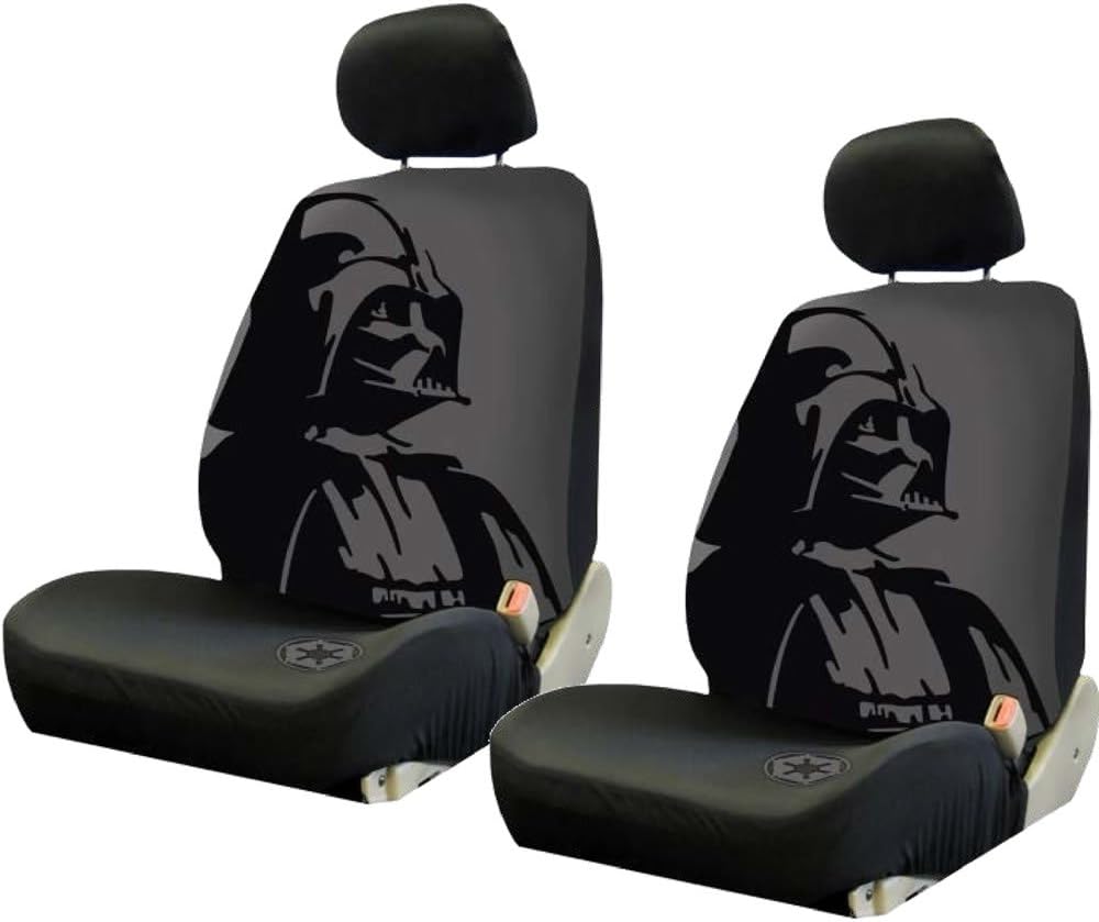 U.A.A. Inc. 8pc Star Wars Darth Vader Black Seat Covers Front Rear Rubber Floor Mats Set New
