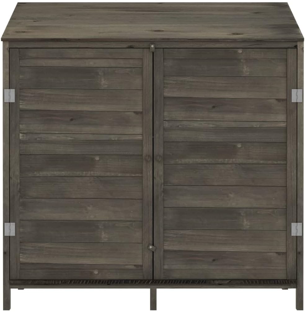Wooden Garden Storage Shed, Solid Wood Fir Outdoor Storage Cabinet, Garden Wood Tool Shed, Outside Wooden Shed Organizer for Yard, Patio, Deck and Porch, Anthracite 40.2'x20.5'x44.1'