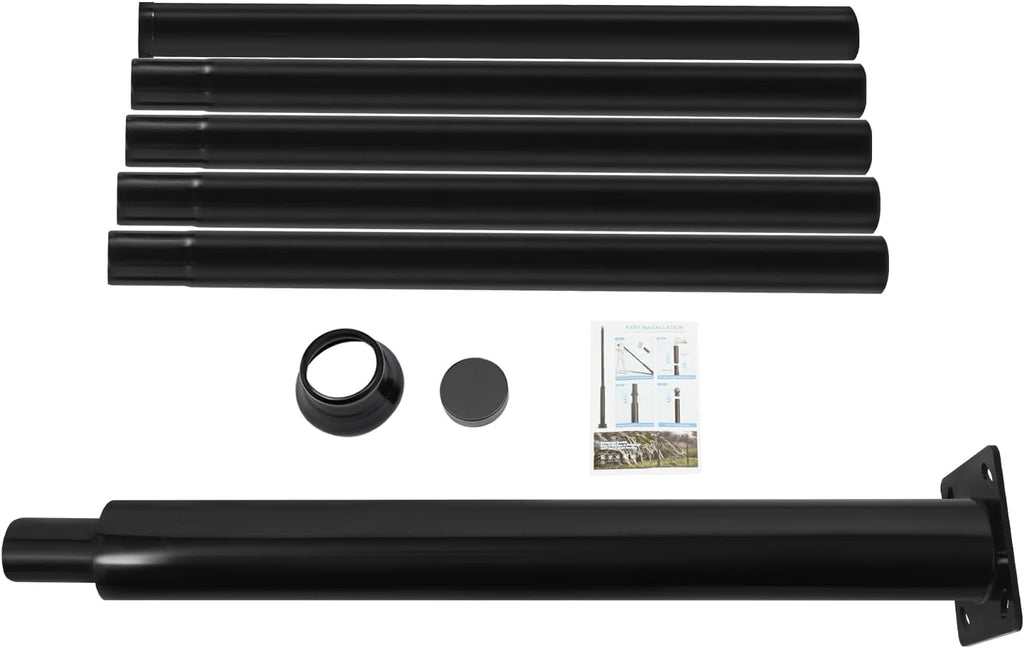 Street Light Pole 18.37ft Tall, Metal Light Poles for Outside with Full Set Accessories Solar Light Pole Split Street Lamp Post for Outdoor Street (Large and Small Poles 114 + 76 mm)
