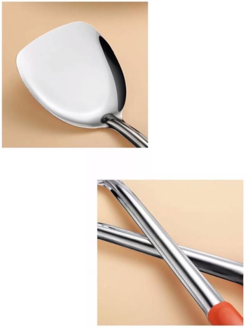 Kitchen Utensils Set，Cooking Utensils Gadgets Spoons for Cooking Spatulas Stainless Steel Cooking Utensils Spatulas Spoons Kitchen Tools 6 Pieces Sets(Orange)
