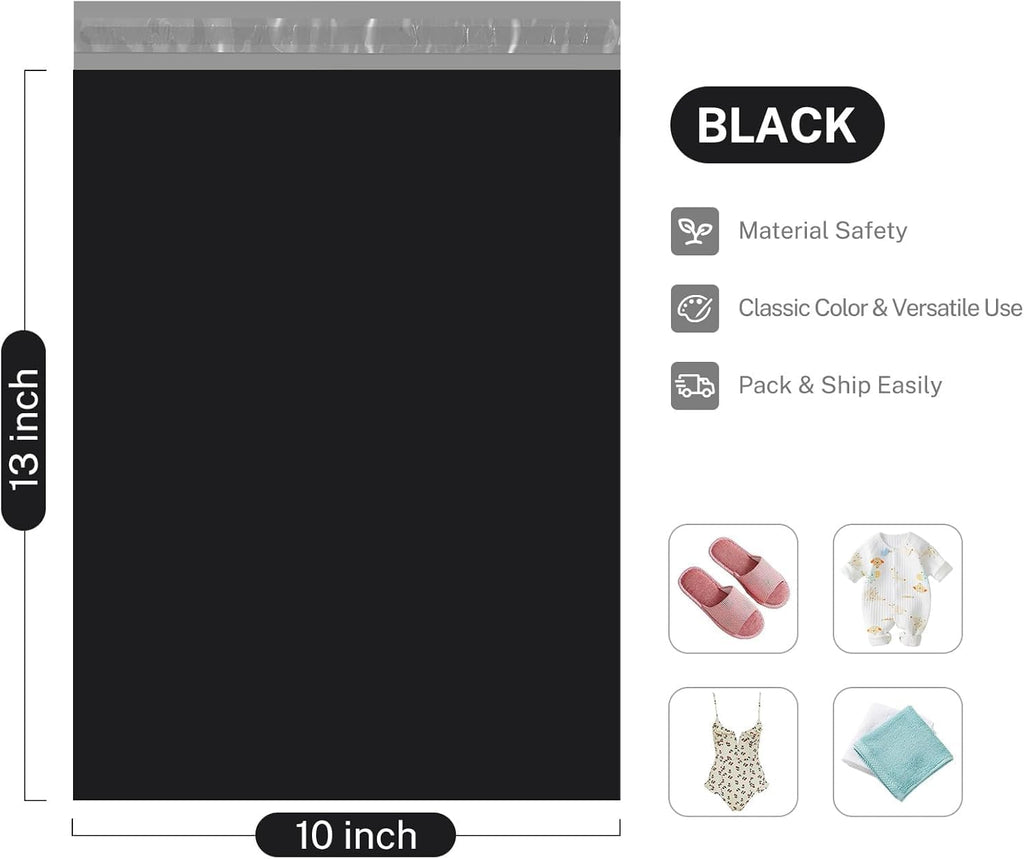 Metronic Poly Mailers 10x13 120000 Pack, Small Shipping Bags for Clothing, Waterproof Mailers Poly Bags, Shipping Envelopes Mailing Bags for Business, Bulk, Black