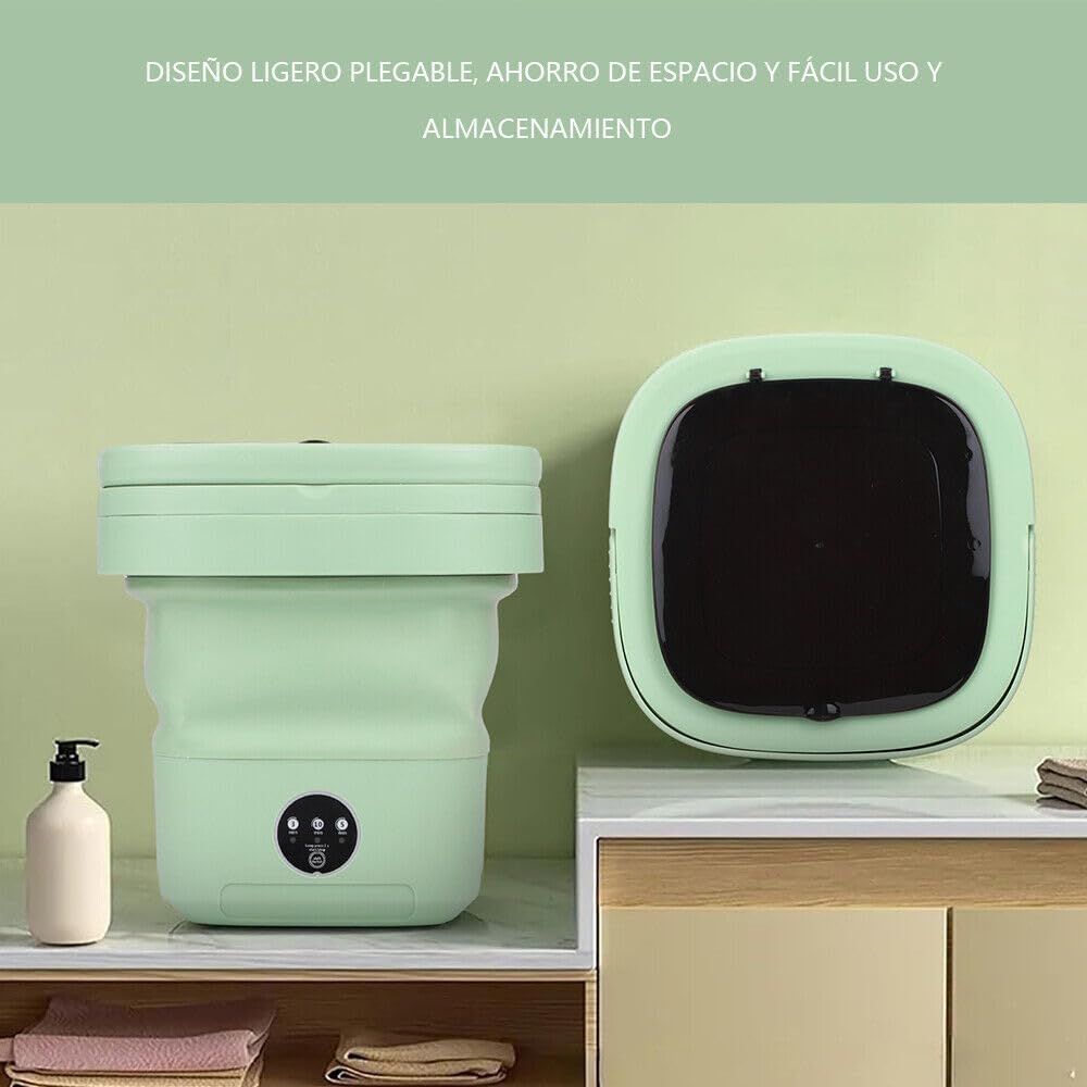 11L Mini Portable Folding Washing Machine, Large Capacity Foldable Washer, Mini Washer with Drain Basket Deep Cleaning of Underwear, Baby Clothes Suitable for Apartments, Dormitories, Hotels(Green)