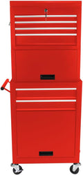 Tool Cabinet on Wheels, 6-Drawer Lockable Rolling Tool Chest w/ 4 Universal Wheels, 2 in 1 Detachable Tool Box Storage Organizer for Garage Workshop Repair Shop,RED